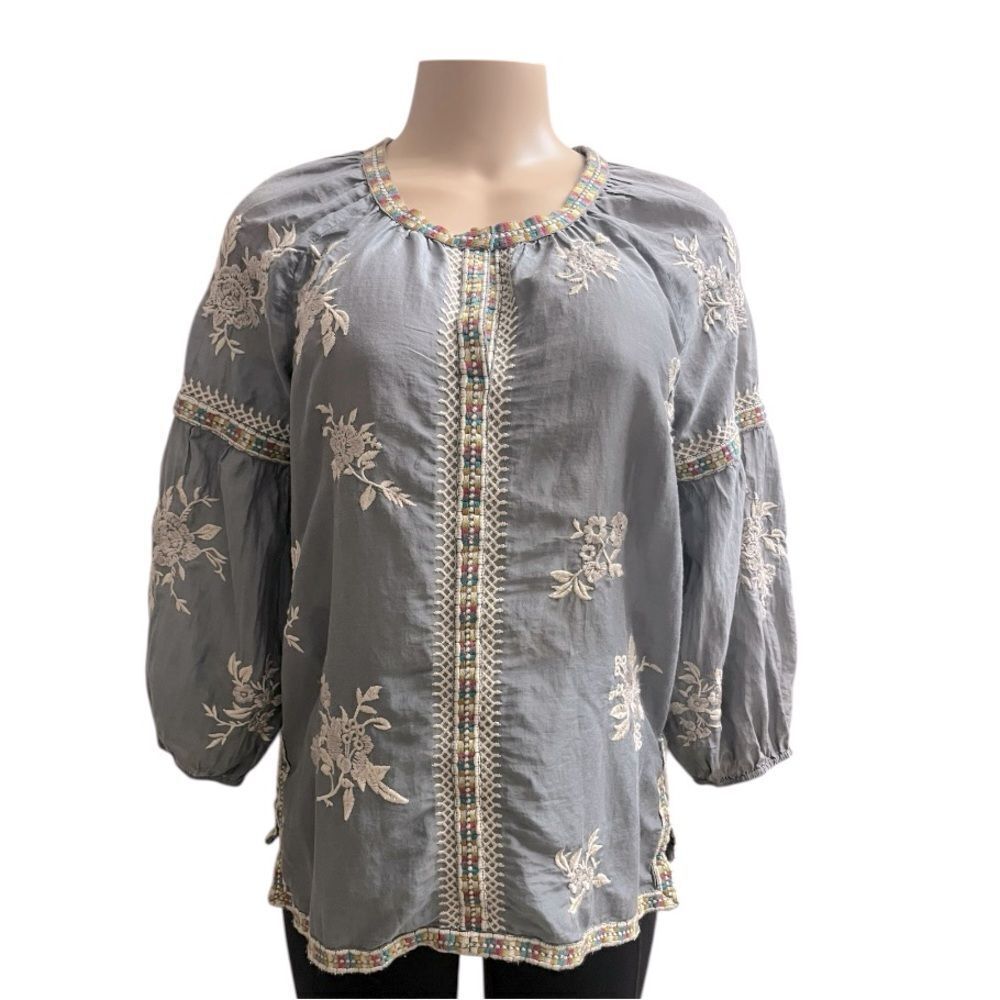 Johnny was Workshop Embroidered Gray Women's Top